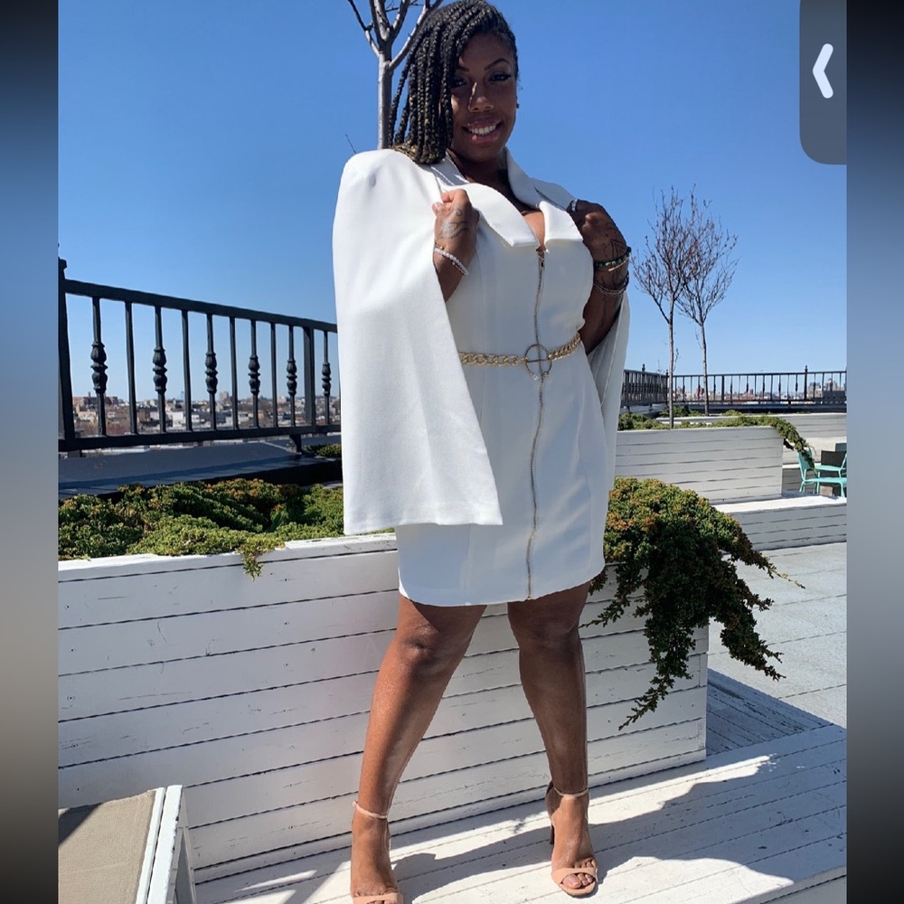 Elegant White Cape Dress - Plus size